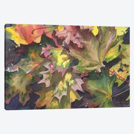 Golden Leaves Canvas Print #SYH18} by Samira Yanushkova Canvas Print