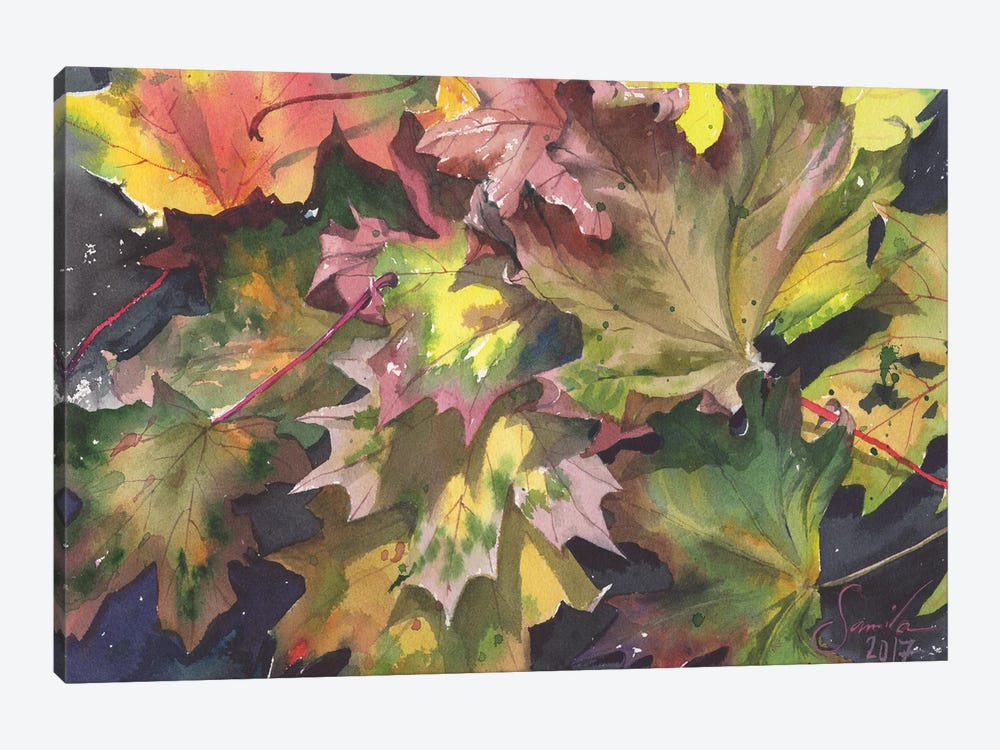 Golden Leaves by Samira Yanushkova 1-piece Canvas Print