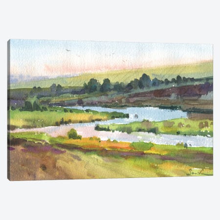 Landscape With A River Canvas Print #SYH197} by Samira Yanushkova Canvas Art Print