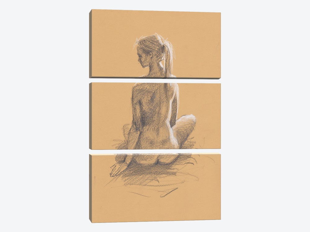 Romantic Nude by Samira Yanushkova 3-piece Canvas Art Print
