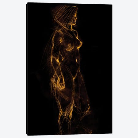 Golden Nude Glitter Canvas Print #SYH209} by Samira Yanushkova Canvas Wall Art