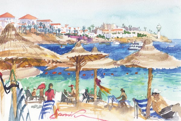 Large Coastal Art - Canvas Prints: Paradise On The Beach by Samira Yanushkova