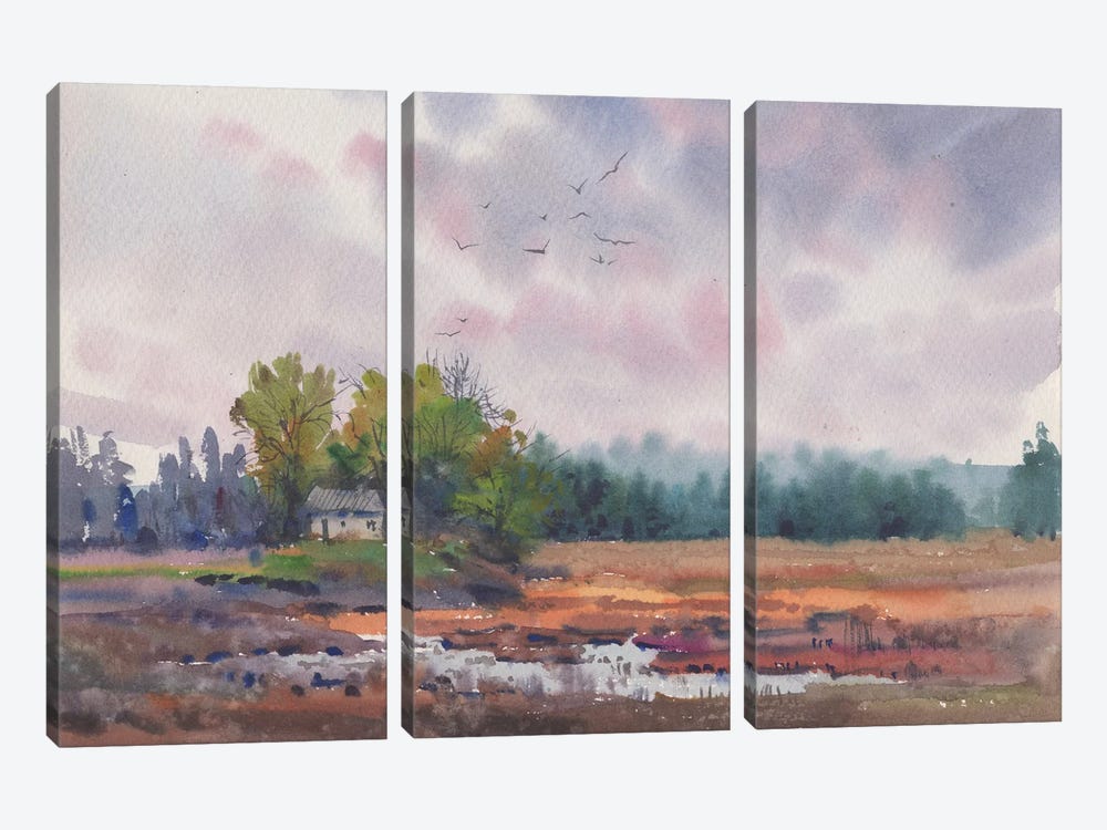 Countryside Landscape by Samira Yanushkova 3-piece Canvas Art Print