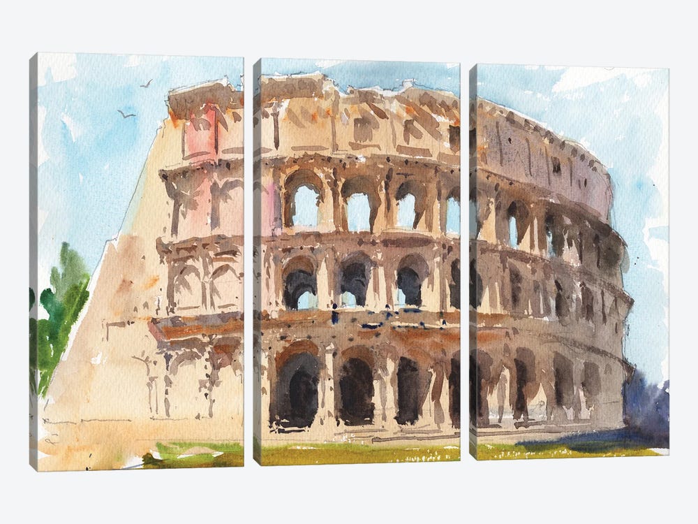 Italy Colosseum by Samira Yanushkova 3-piece Canvas Artwork