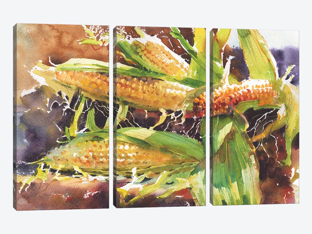 Corn Like Gold Sun by Samira Yanushkova 3-piece Canvas Print