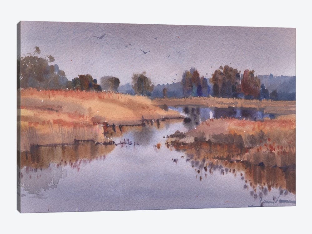 Landscape River Painting by Samira Yanushkova 1-piece Art Print