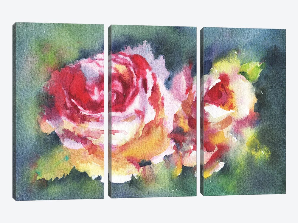 Wildflowers Rose by Samira Yanushkova 3-piece Art Print