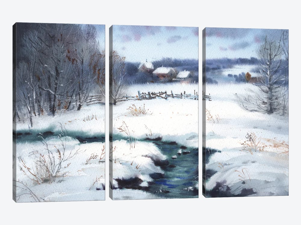 Snowfall by Samira Yanushkova 3-piece Canvas Art Print