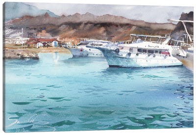 Yachts In The Sea Canvas Art Print - Yacht Art