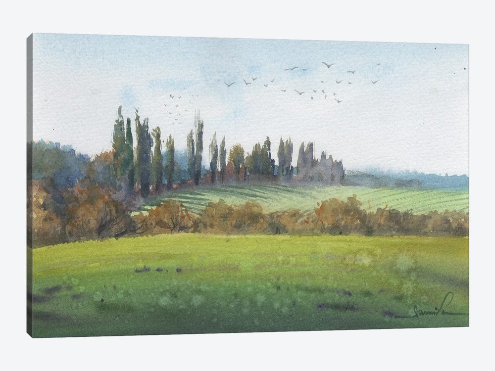 Landscape Watercolor by Samira Yanushkova 1-piece Canvas Artwork