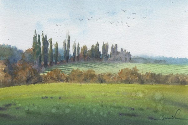 Samira Yanushkova: Landscape Watercolor by Samira Yanushkova