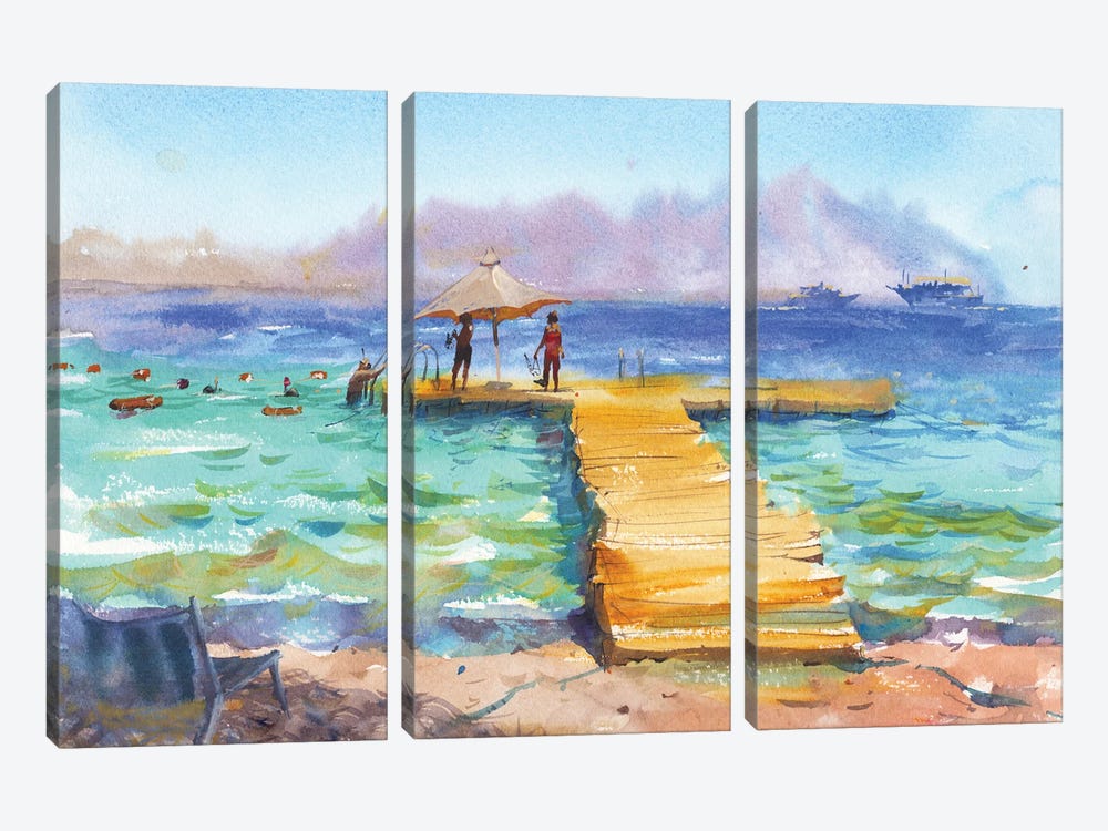 Sunny Holiday On The Beach by Samira Yanushkova 3-piece Canvas Artwork