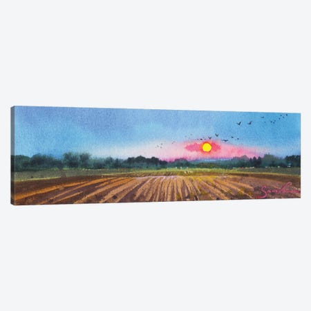 Wheat Field With Sun Canvas Print #SYH269} by Samira Yanushkova Canvas Art