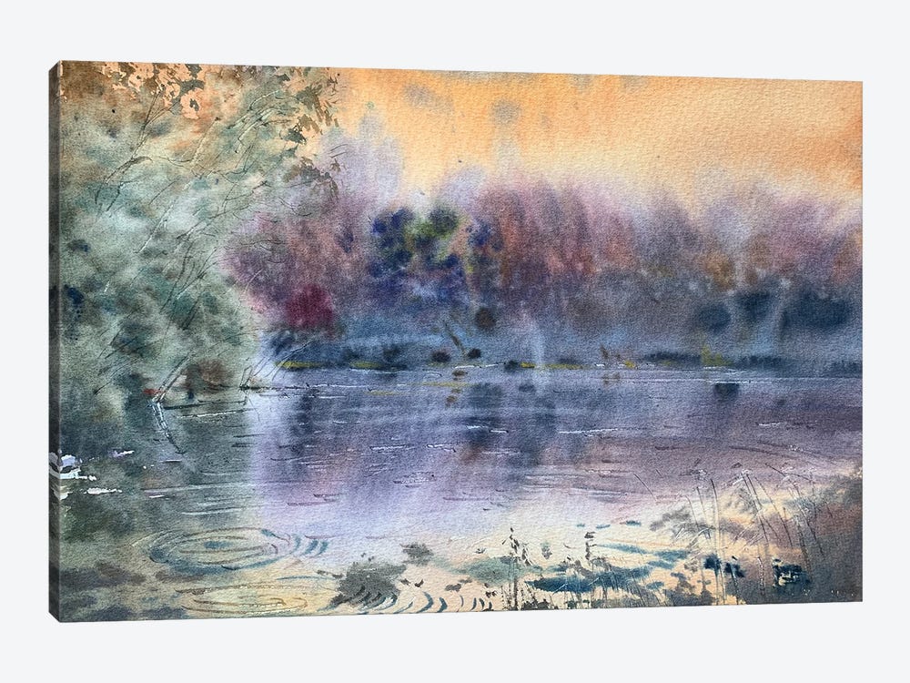 Landscape River Watercolor by Samira Yanushkova 1-piece Canvas Wall Art