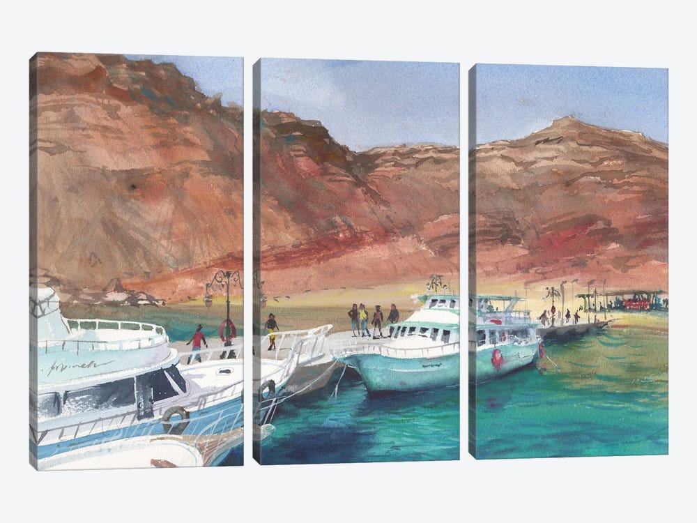 Yachts On The Sea by Samira Yanushkova 3-piece Art Print