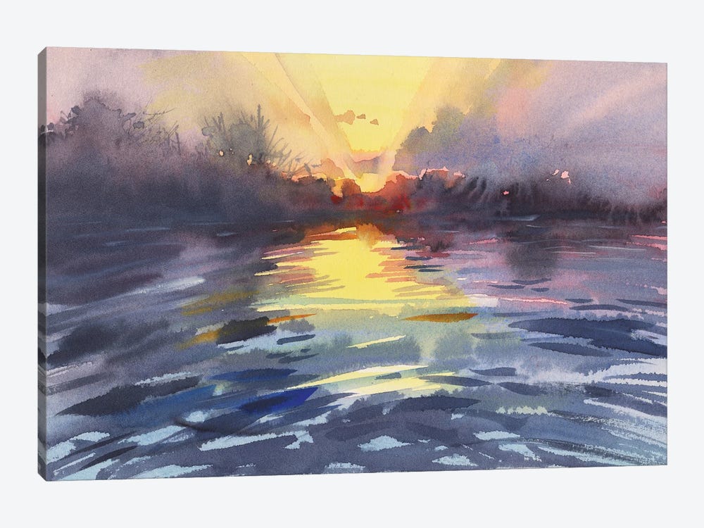 Sunrise On The Lake by Samira Yanushkova 1-piece Canvas Print