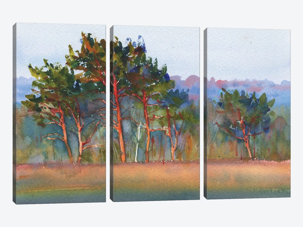 Trees In The Field by Samira Yanushkova 3-piece Canvas Art Print