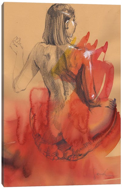 Fiery Nude Canvas Art Print - Samira Yanushkova