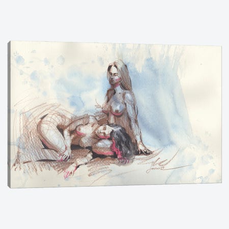 Naked Girls Embracing Canvas Print #SYH30} by Samira Yanushkova Art Print