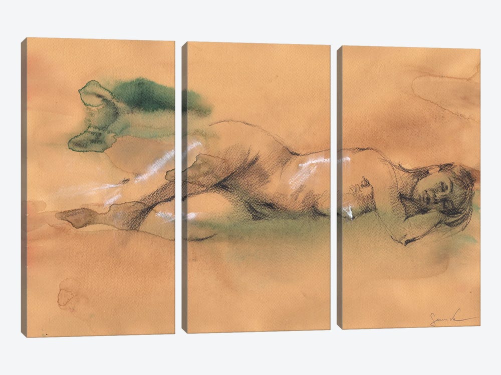Beautiful Nude Woman by Samira Yanushkova 3-piece Canvas Print