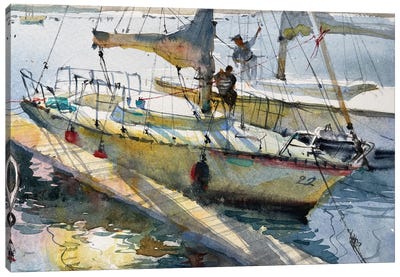 Yachts In The Sunlight Canvas Art Print - Samira Yanushkova
