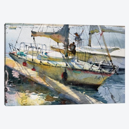 Yachts In The Sunlight Canvas Print #SYH326} by Samira Yanushkova Canvas Art