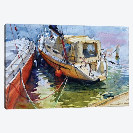 Yachts In The Port Canvas Print #SYH333} by Samira Yanushkova Canvas Art