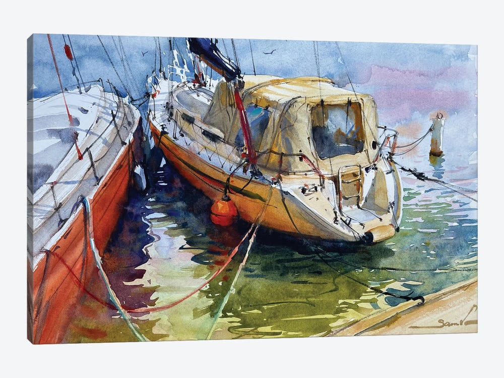 Yachts In The Port by Samira Yanushkova 1-piece Canvas Wall Art