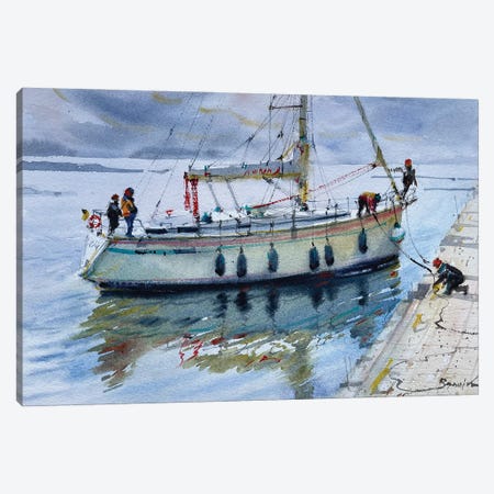 Sailing Boat Watercolor Canvas Print #SYH335} by Samira Yanushkova Canvas Print