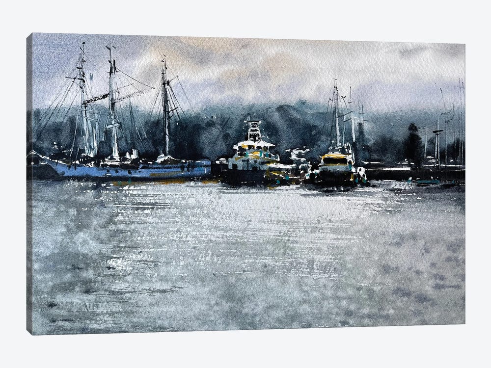 Yachts Paintings Watercolor by Samira Yanushkova 1-piece Art Print