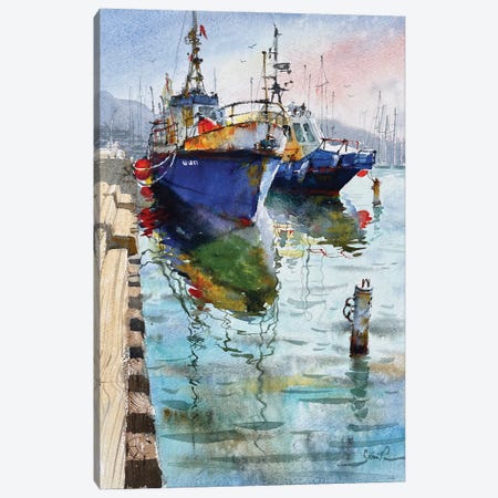 Ship In Port Canvas Print #SYH338} by Samira Yanushkova Canvas Wall Art
