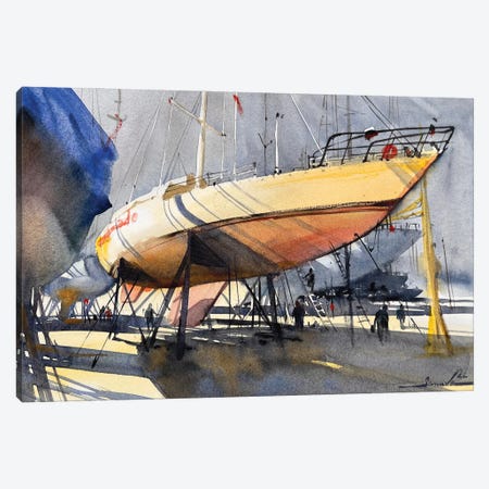 Yachts Painting Watercolor Canvas Print #SYH342} by Samira Yanushkova Art Print