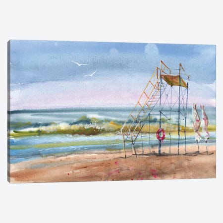 Seascape Watercolor Canvas Print #SYH343} by Samira Yanushkova Art Print