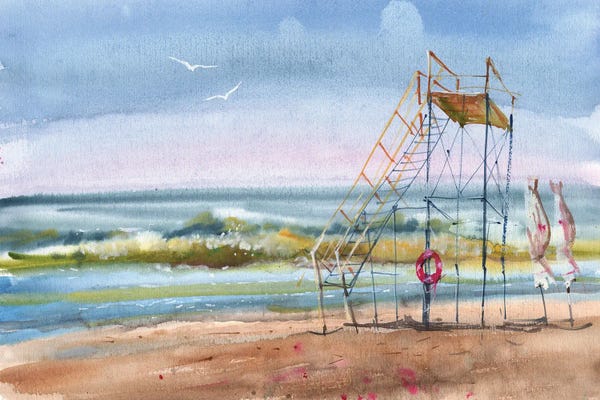 Samira Yanushkova: Seascape Watercolor by Samira Yanushkova