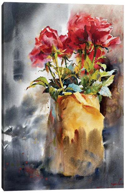 Bouquet Of Red Roses Canvas Art Print - Samira Yanushkova
