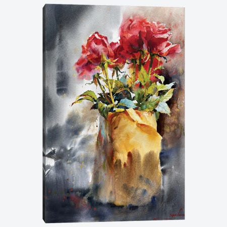 Bouquet Of Red Roses Canvas Print #SYH344} by Samira Yanushkova Canvas Art