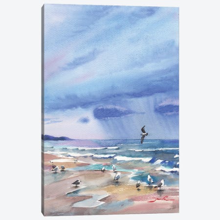 Seascape With Seagulls Canvas Print #SYH36} by Samira Yanushkova Canvas Wall Art