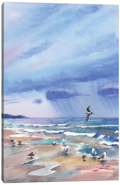 Seascape With Seagulls Canvas Art Print