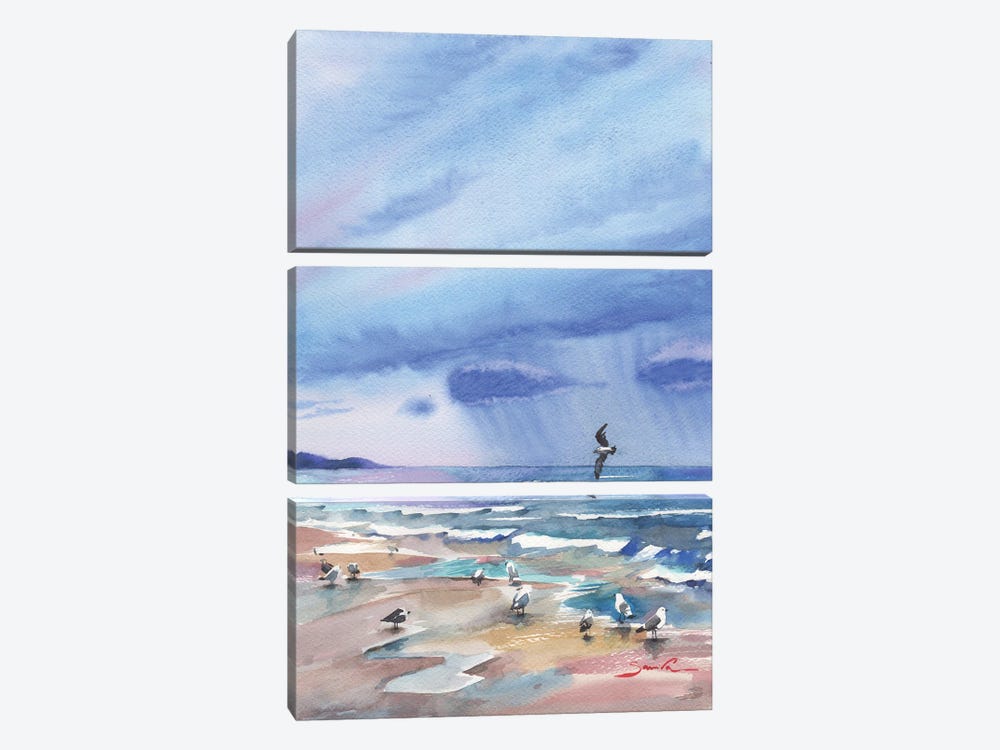 Seascape With Seagulls by Samira Yanushkova 3-piece Canvas Print