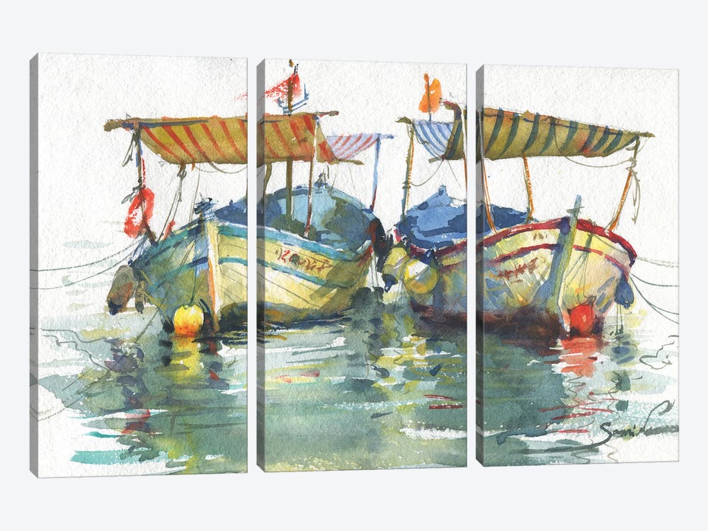 Boats by Samira Yanushkova 3-piece Canvas Print