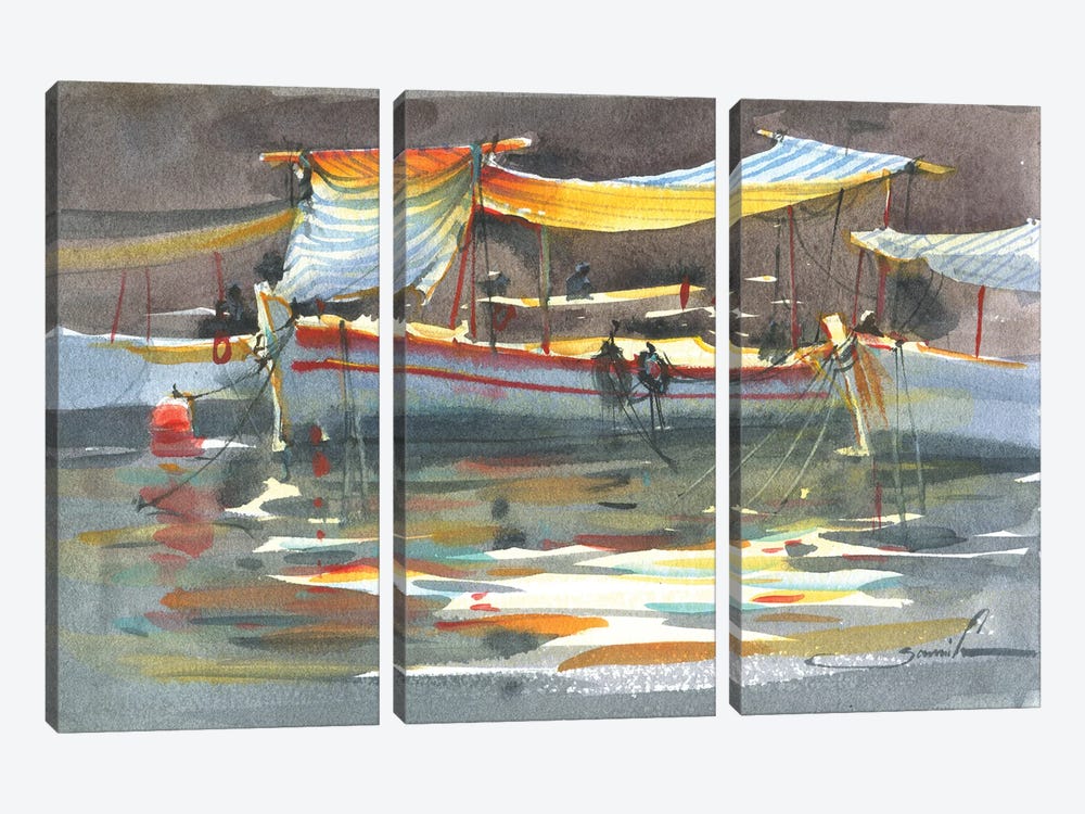 Yacht by Samira Yanushkova 3-piece Canvas Art Print