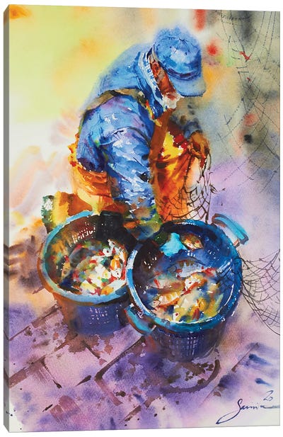Fisherman Canvas Art Print - Samira Yanushkova