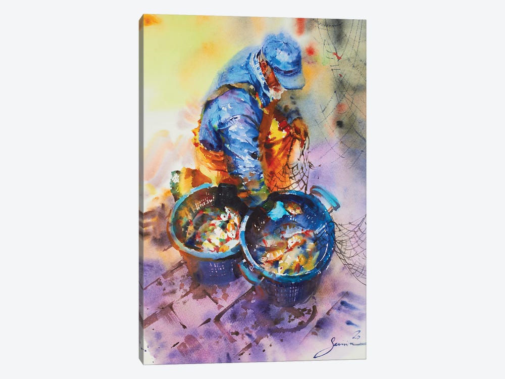 Fisherman by Samira Yanushkova 1-piece Canvas Print