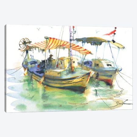 Fishing Boat Canvas Print #SYH393} by Samira Yanushkova Canvas Artwork