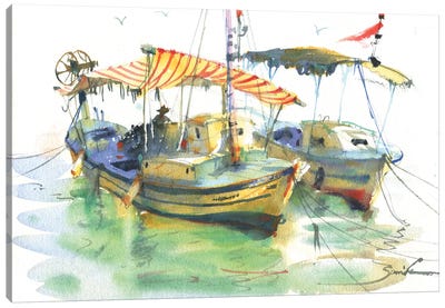 Fishing Boat Canvas Art Print - Samira Yanushkova