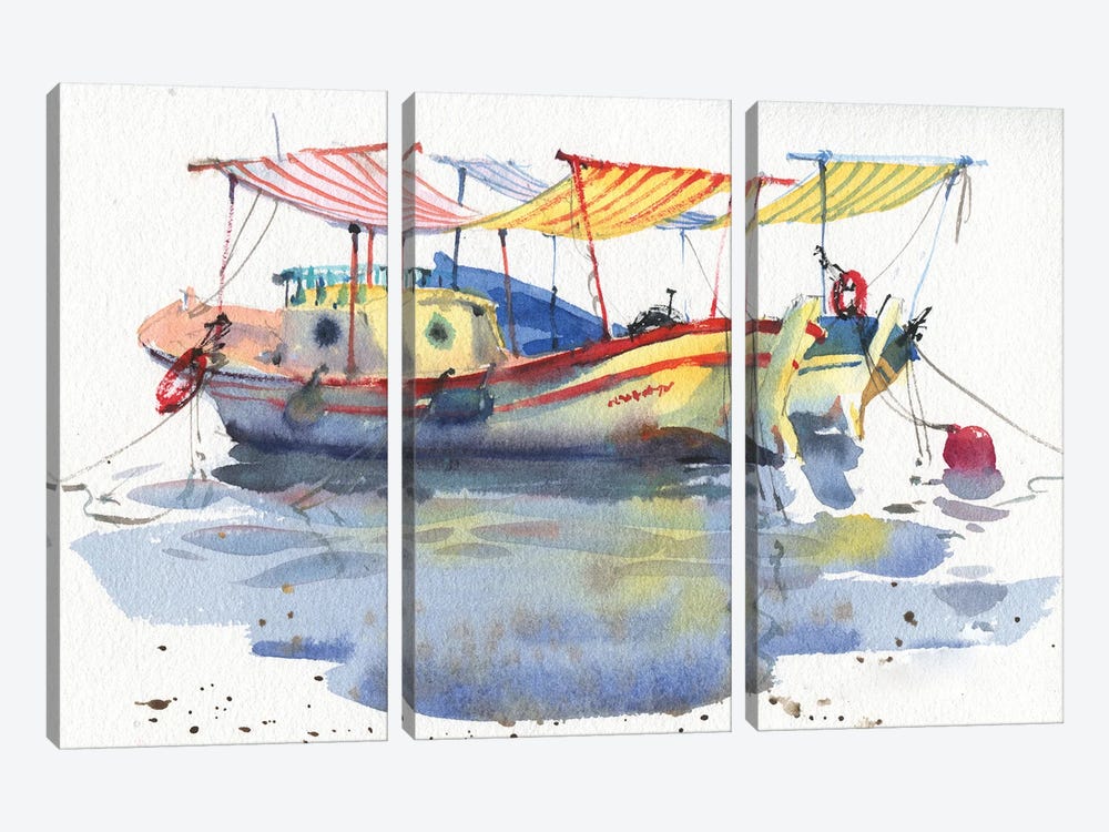 Pleasure Boats Paintings by Samira Yanushkova 3-piece Canvas Art