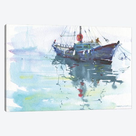 Yacht Painting Canvas Print #SYH398} by Samira Yanushkova Canvas Wall Art