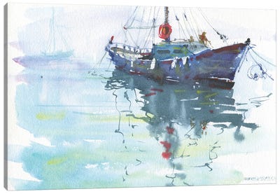 Yacht Painting Canvas Art Print - Samira Yanushkova
