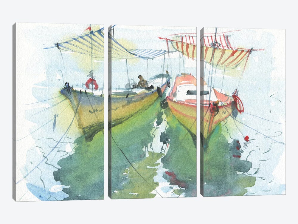 Pleasure Boats by Samira Yanushkova 3-piece Canvas Wall Art