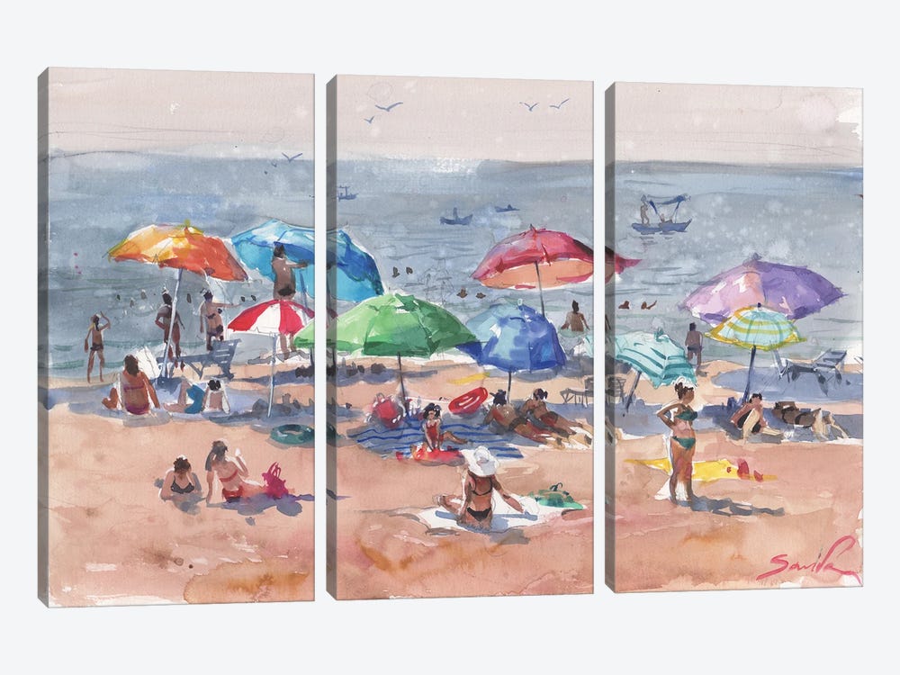 Sunny Day At The Beach by Samira Yanushkova 3-piece Canvas Art Print